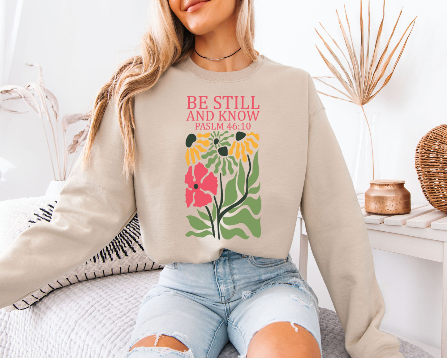 Vintage Faith Sweatshirt, Christian Nature Graphic Crewneck, Cozy Religious Pullover