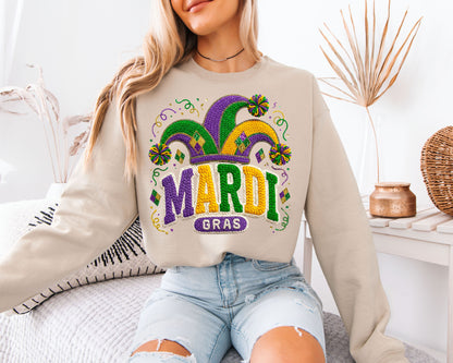 Cozy Parade Day Mardi Gras Crewneck