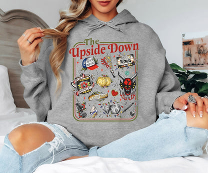 The Upside Down Hoodie, Stranger Things Inspired Graphic Hoodie, Retro Horror Aesthetic Unisex Pullover