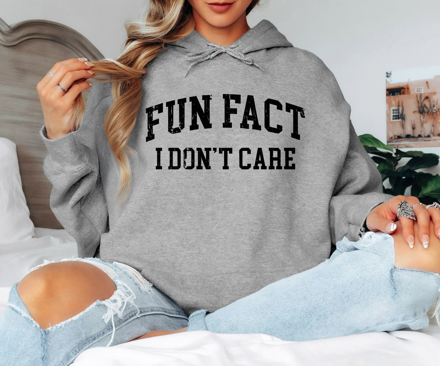 Fun Fact I Don’t Care Hoodie – Funny Sarcastic Quote Hoodie, Bold Statement Graphic, Unisex Casual Streetwear