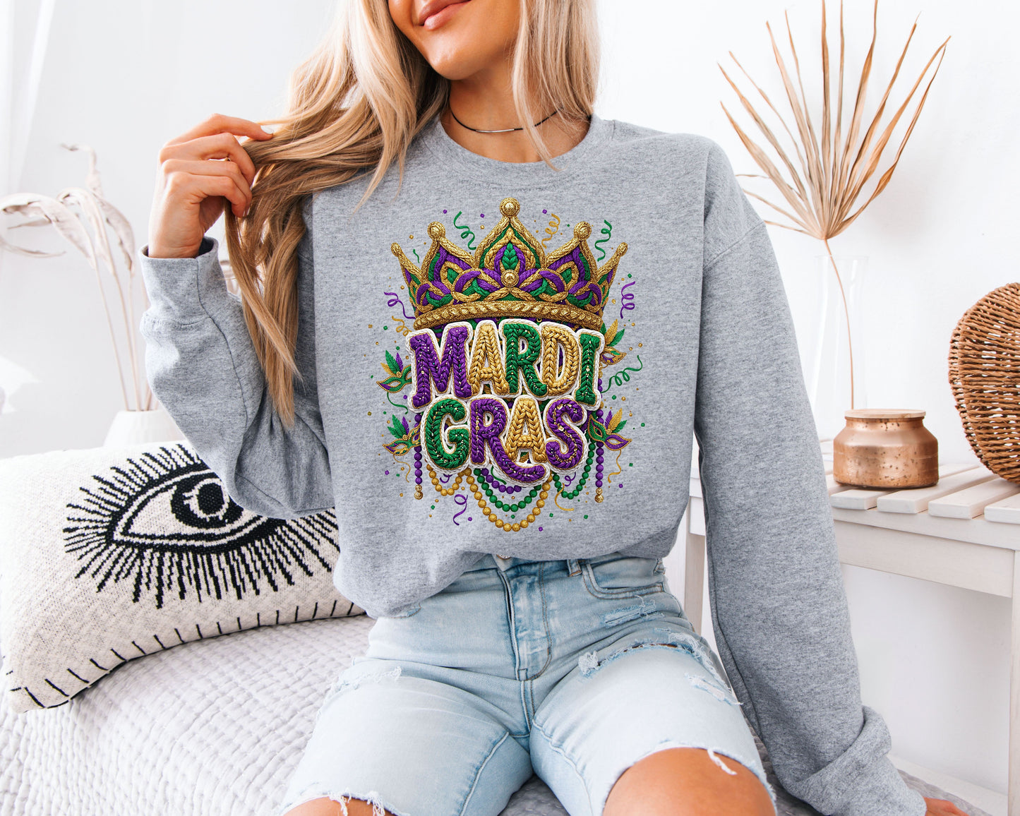 Mardi Gras Street Vibes Cozy Crewneck