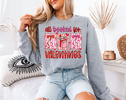 All Booked for Valentines Sweatshirt | Coquette Bow Book Lover Crewneck | Cute Reading Gift for Her