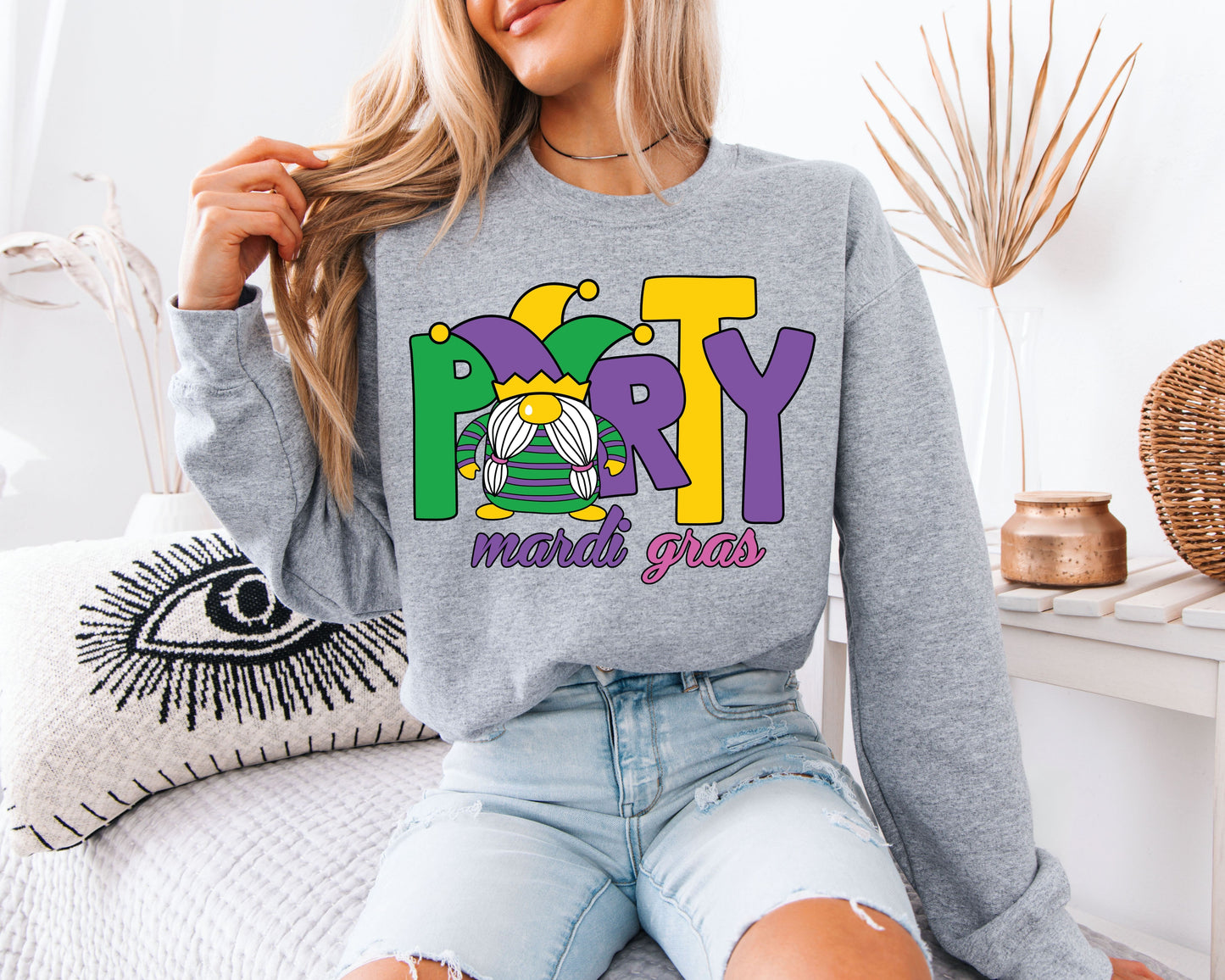 Mardi Gras Color Pop Crewneck Sweatshirt