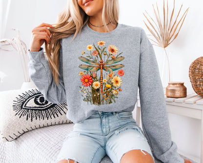 Retro Floral Sweatshirt, Colorful Flower Graphic Crewneck, Botanical Aesthetic Pullover, Cute Garden Inspired Cozy Top, Nature Lover Gift