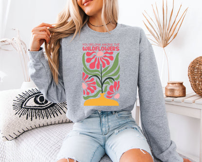 Garden Breeze Sweatshirt, Watercolor Flower Graphic Crewneck, Casual Relaxed Fit