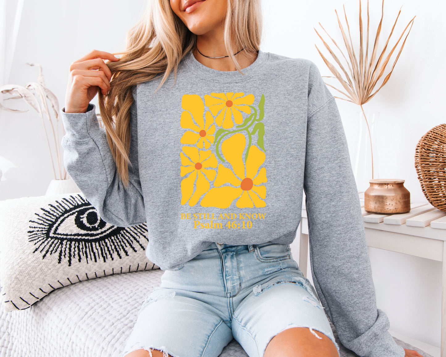 Christian Floral Sweatshirt, Faith-Based Religious Crewneck, Bible Verse Inspirational Apparel
