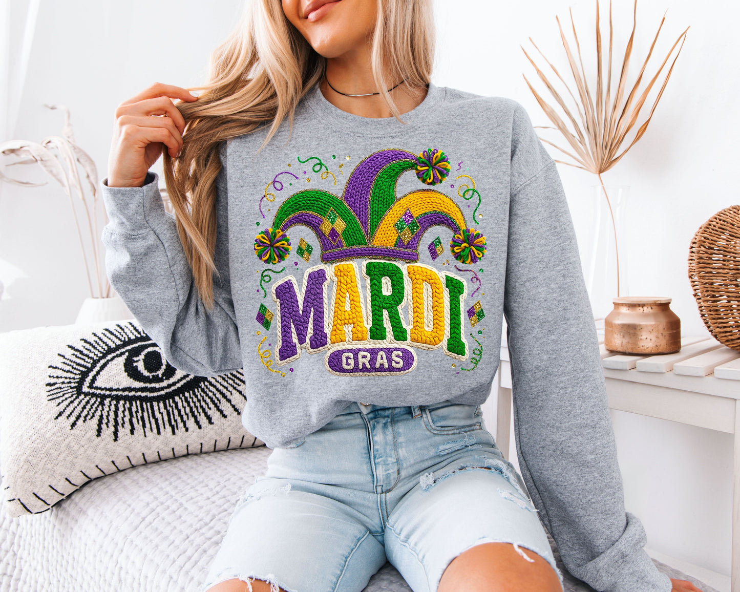 Cozy Parade Day Mardi Gras Crewneck