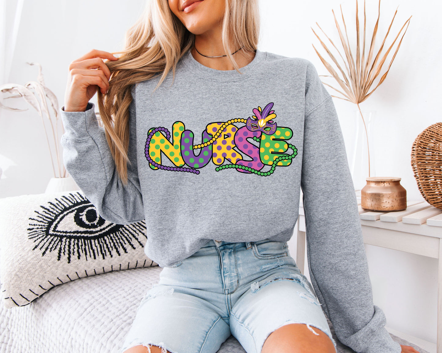 Cozy Festival Fit Mardi Gras Crewneck