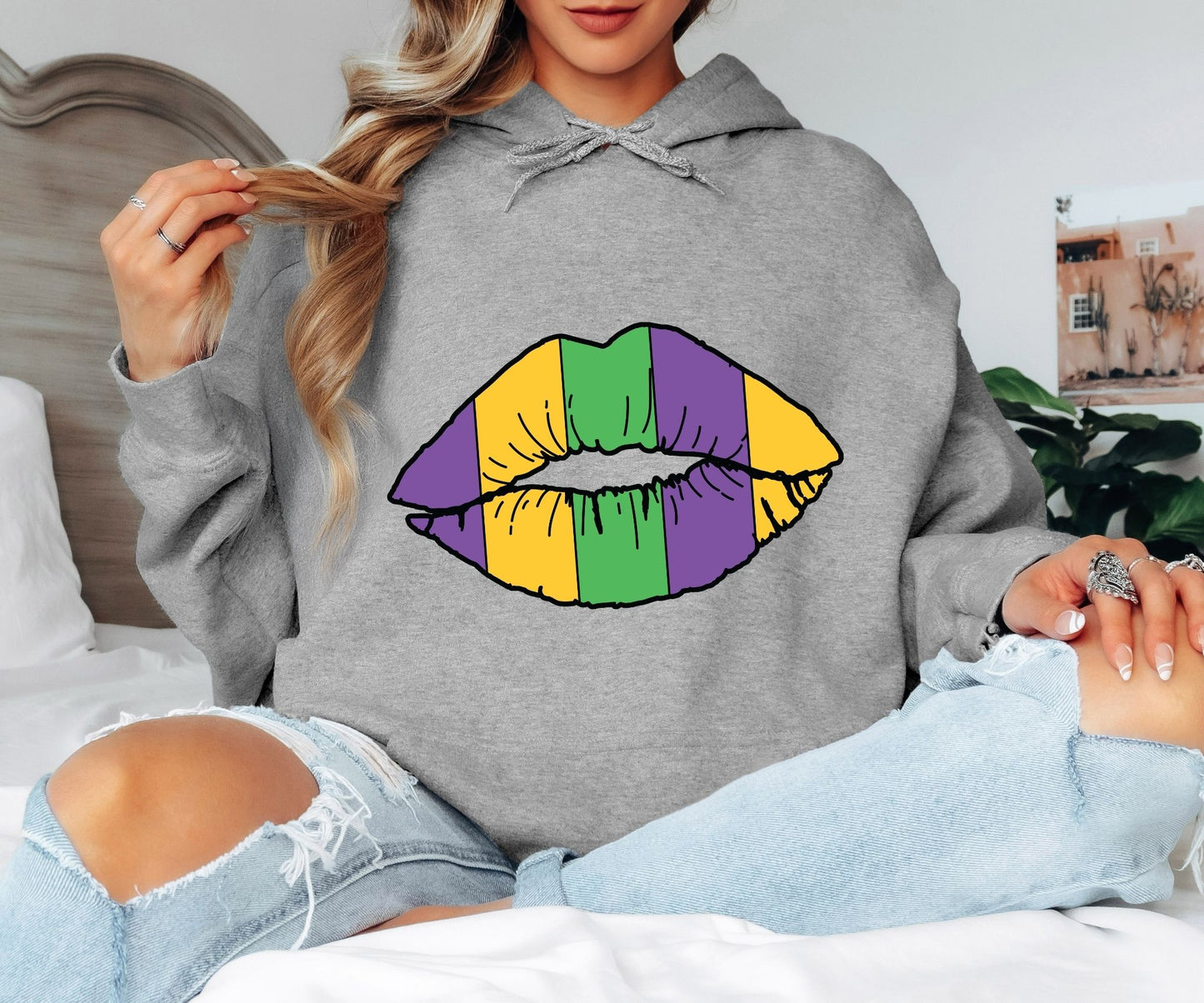 Funny Mardi Gras Hoodie – Beads Booze & Good Times
