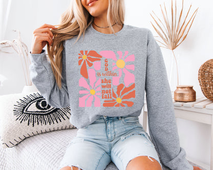 God Is Within Crewneck, Floral Graphic Pullover, Everyday Cozy Wear