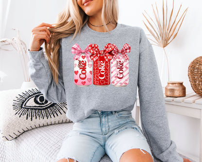 Diet Coke Valentine Sweatshirt | Coquette Bow Soda Can Crewneck | Cute Galentine’s Gift for Her