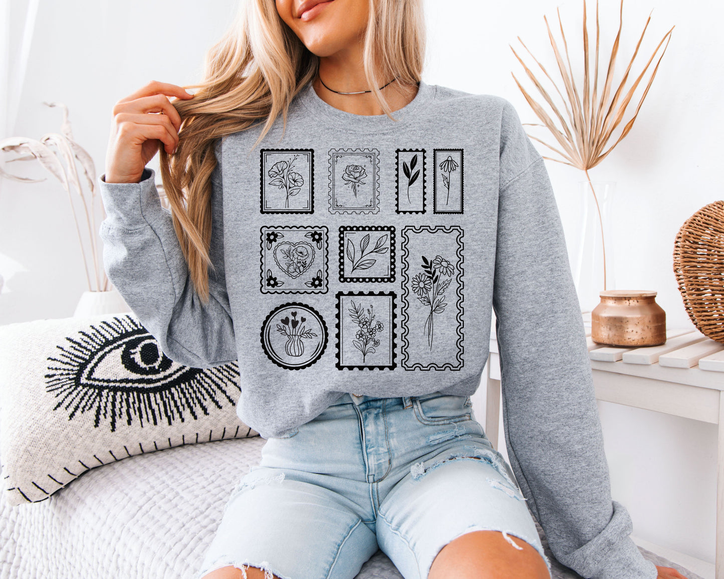 Floral Quote Sweatshirt, Aesthetic Nature Crewneck Pullover, Inspirational Typography, Cute Casual Top