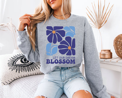 Wild Botanical Art Sweatshirt, Nature Sketch Crewneck Pullover, Aesthetic Casual Wear