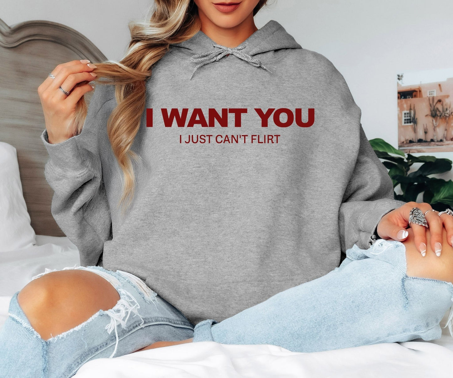 I Want You But I Just Can’t Flirt Hoodie – Funny Awkward Humor Graphic Hoodie