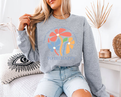 Soft Neutral Botanical Sweatshirt, Minimal Floral Crewneck Pullover, Everyday Comfort