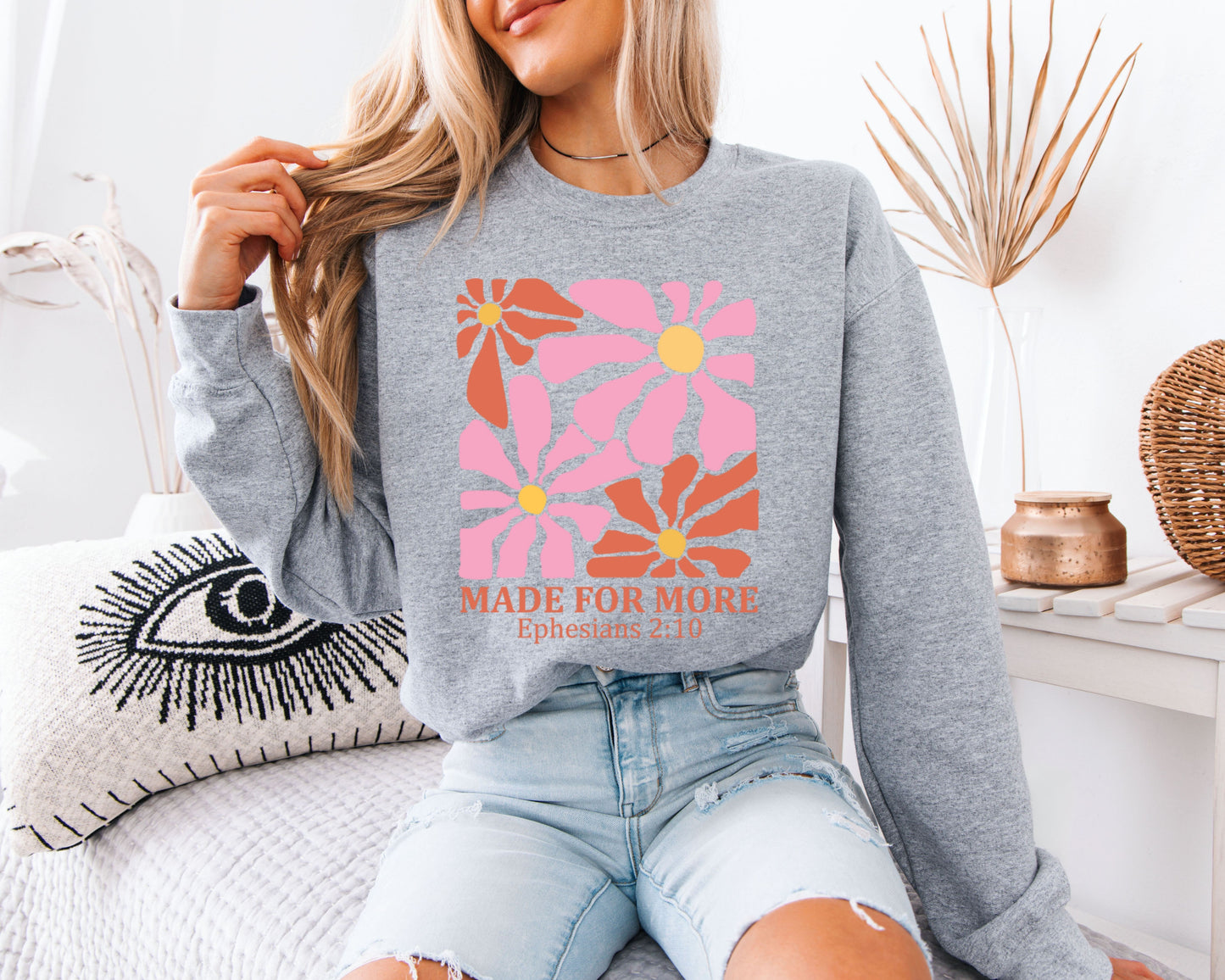 Retro Garden Faith Sweatshirt, Christian Floral Graphic Crewneck, Soft Fit Pullover