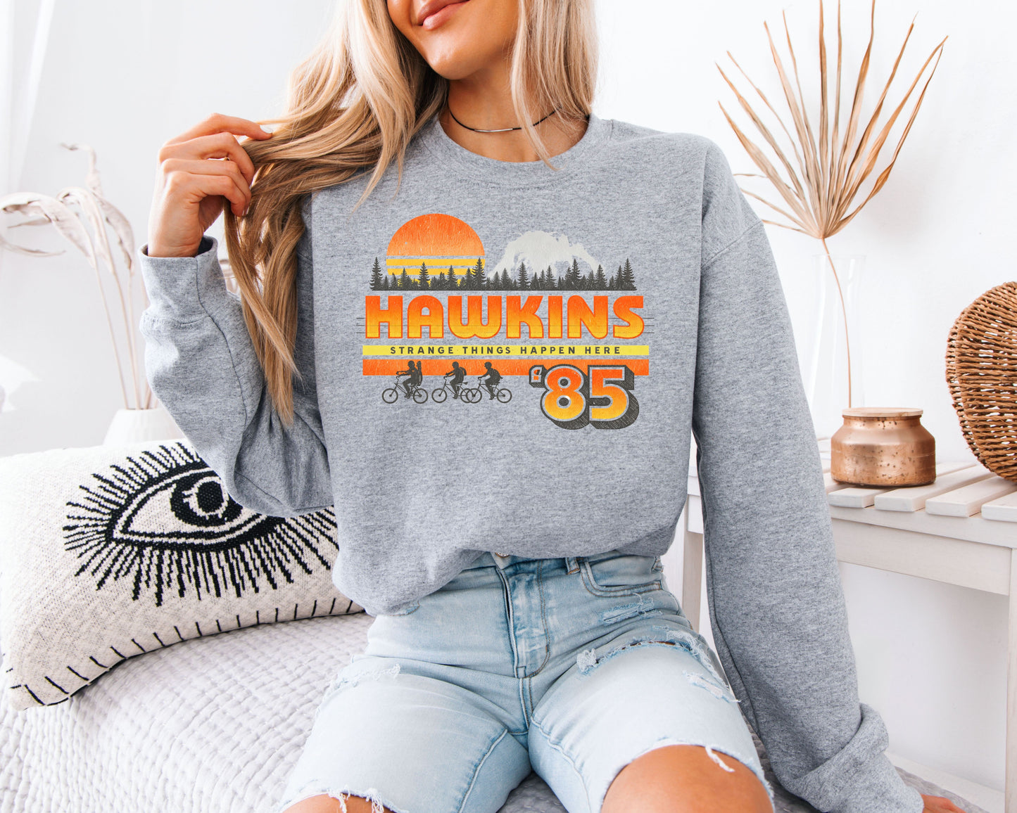 Hawkins 85 Sweatshirt, Stranger Things Inspired Retro Graphic Shirt, 80s TV Show Unisex Crewneck