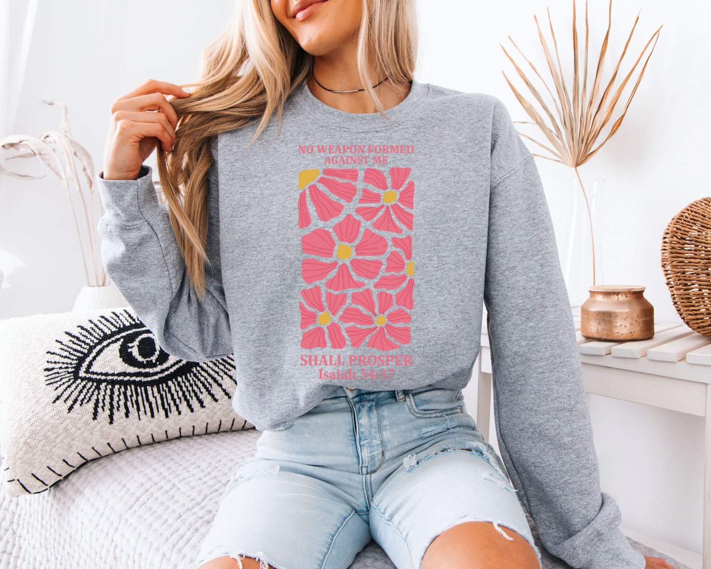 Retro Floral Faith Sweatshirt, Scripture Garden Graphic Crewneck, Comfy Pullover
