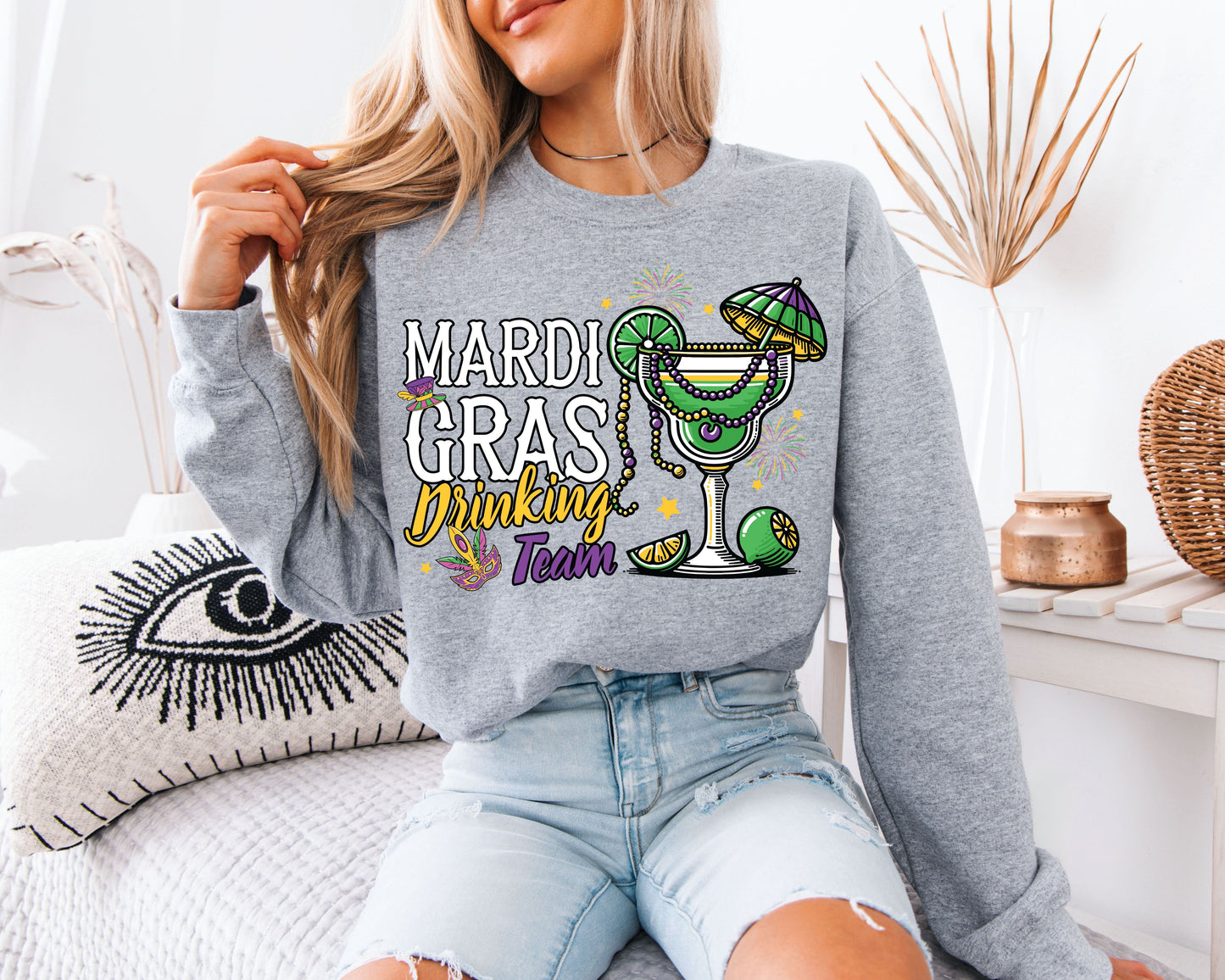 Festive Mardi Gras Crewneck Pullover