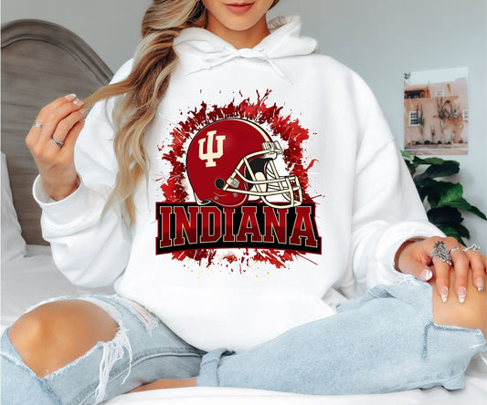 Indiana Football Helmet Hoodie – College Football Inspired Graphic Hoodie, Indiana Fan Unisex Sweatshirt, Game Day Hoodie