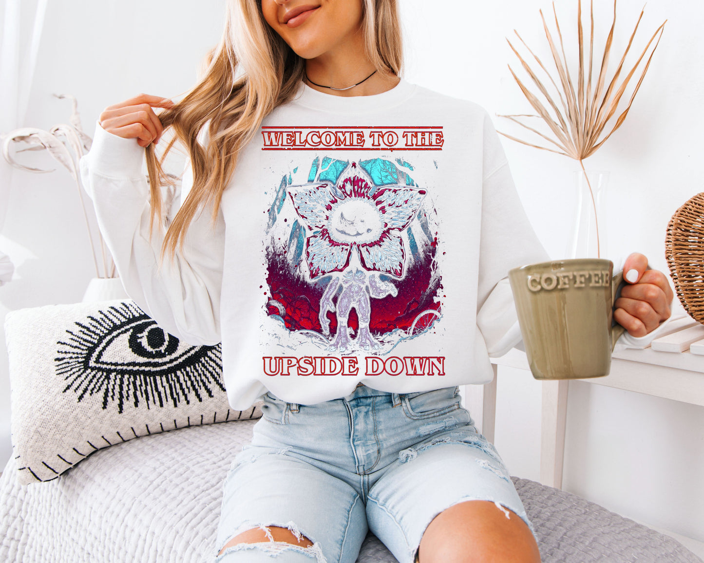 Upside Down Sweatshirt, Stranger Things Inspired Demogorgon Shirt, Horror Sci Fi Retro Unisex Crewneck