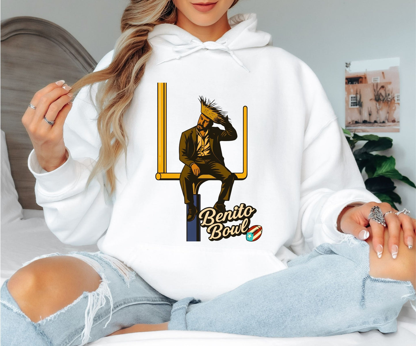 Benito Bowl Football Hoodie, Funny Tailgate Graphic Hooded Sweatshirt for Game Day