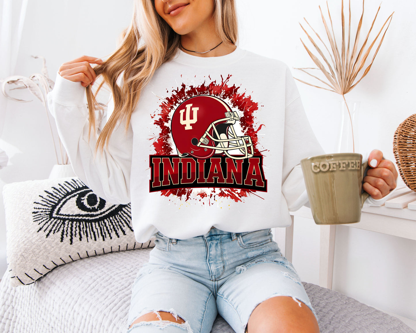 Indiana Football Sweatshirt, Indiana Hoosiers Inspired Helmet Shirt, College Football Unisex Crewneck