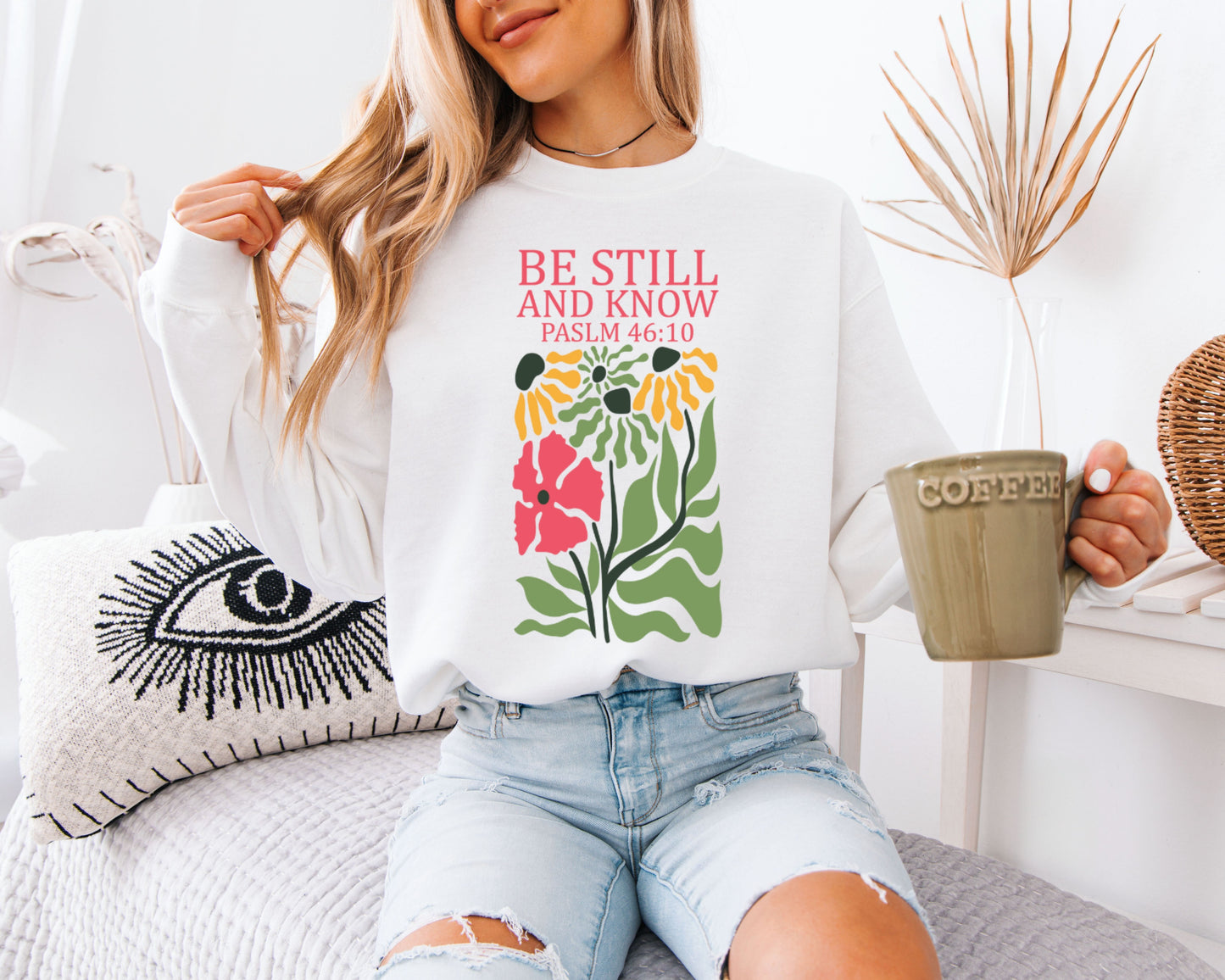 Vintage Faith Sweatshirt, Christian Nature Graphic Crewneck, Cozy Religious Pullover