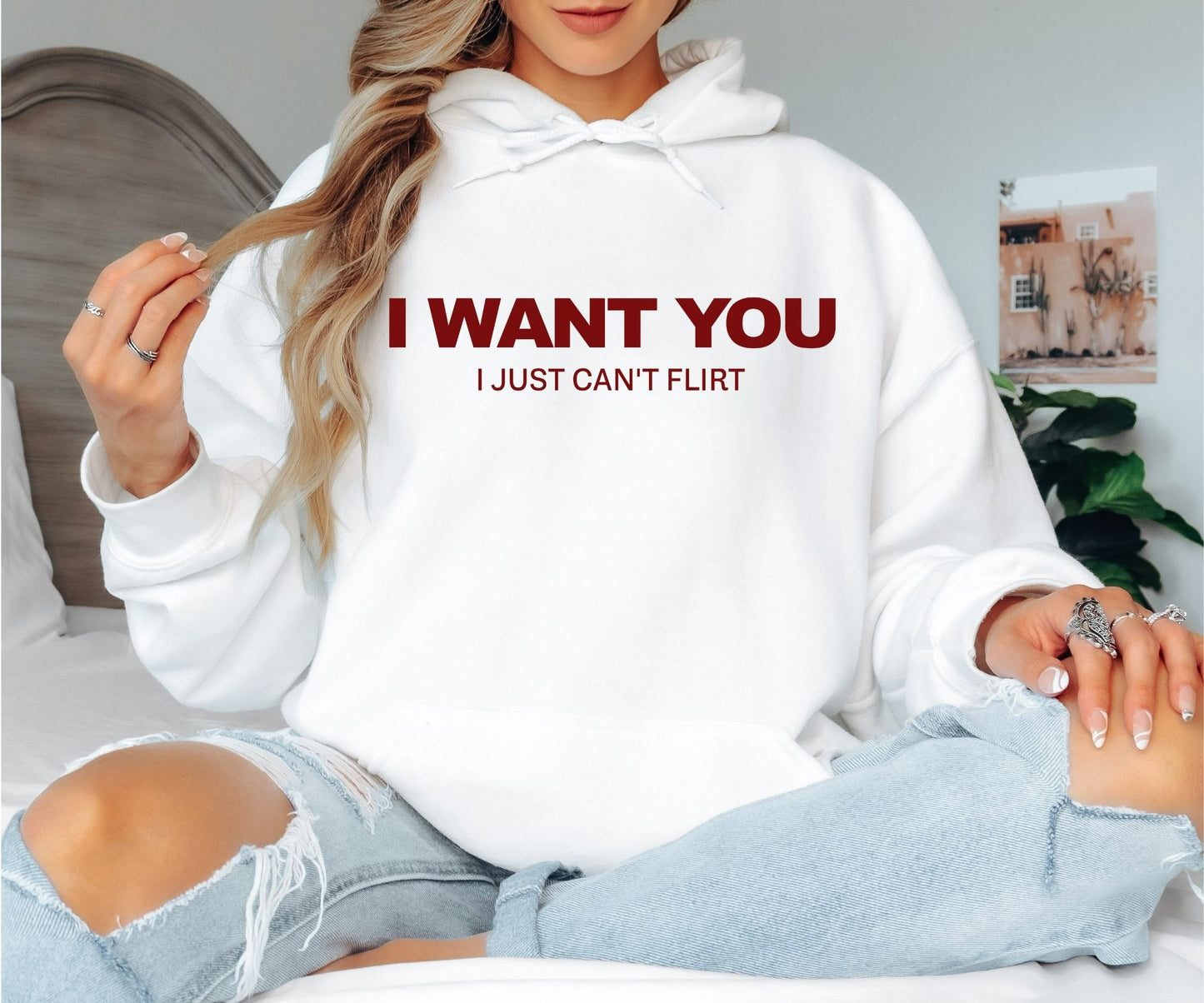 I Want You But I Just Can’t Flirt Hoodie – Funny Awkward Humor Graphic Hoodie