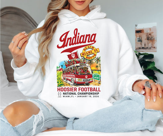 Indiana Hoosiers Football Hoodie – Miami Bowl Bound Championship Graphic, Vintage College Sports Fan Hoodie