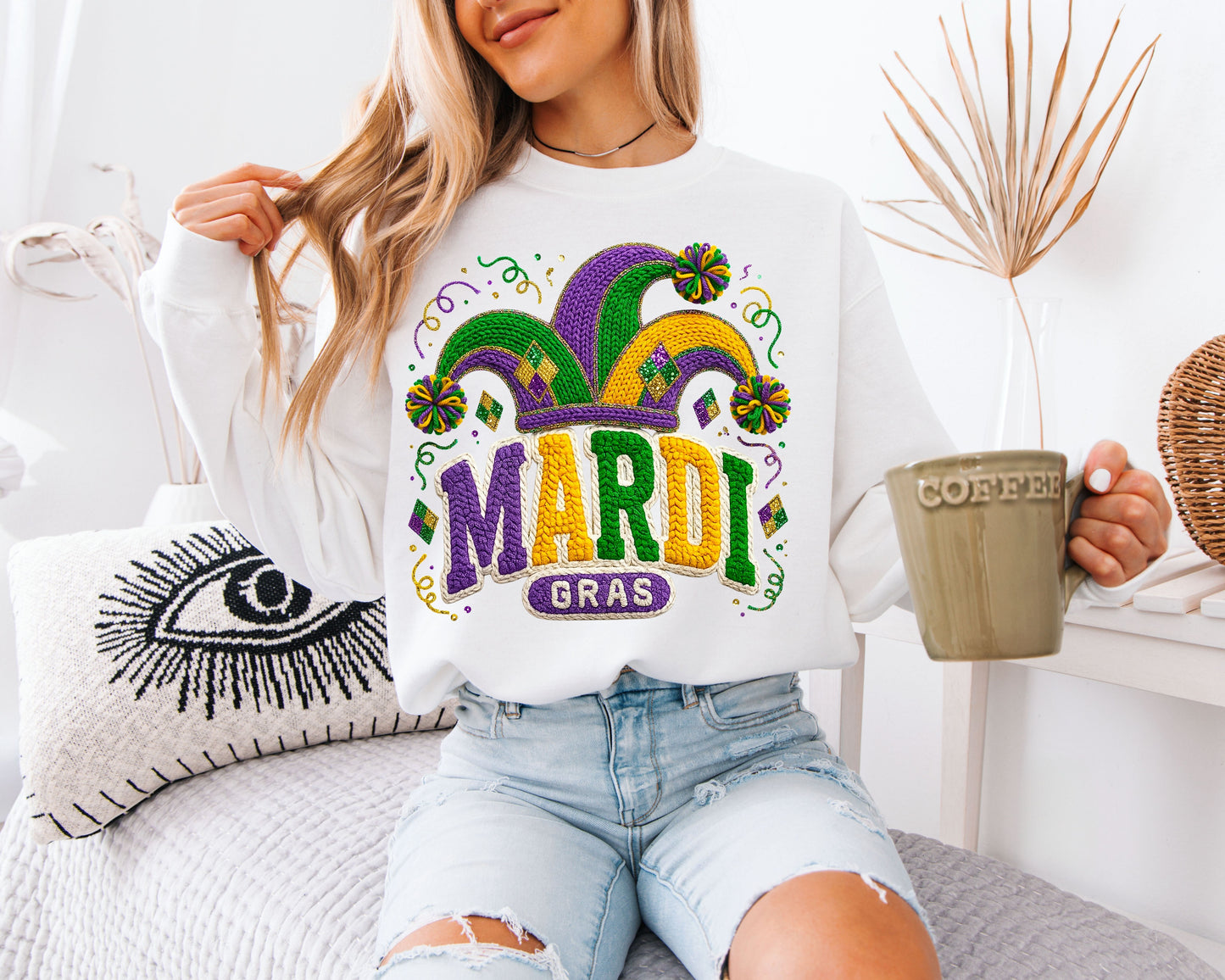 Cozy Parade Day Mardi Gras Crewneck