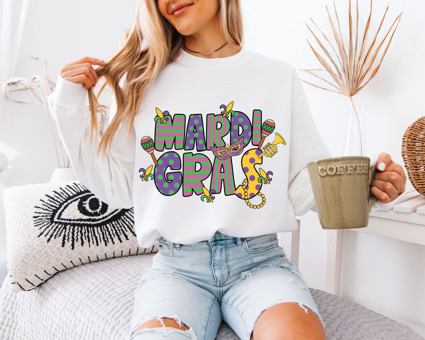 Purple Green Gold Mardi Gras Sweatshirt
