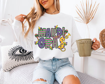 Purple Green Gold Mardi Gras Sweatshirt