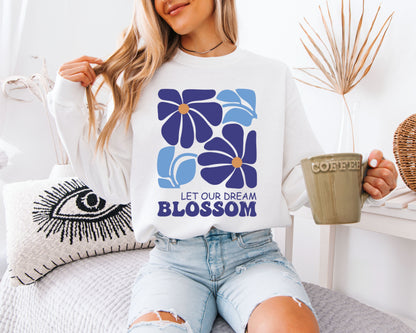 Wild Botanical Art Sweatshirt, Nature Sketch Crewneck Pullover, Aesthetic Casual Wear