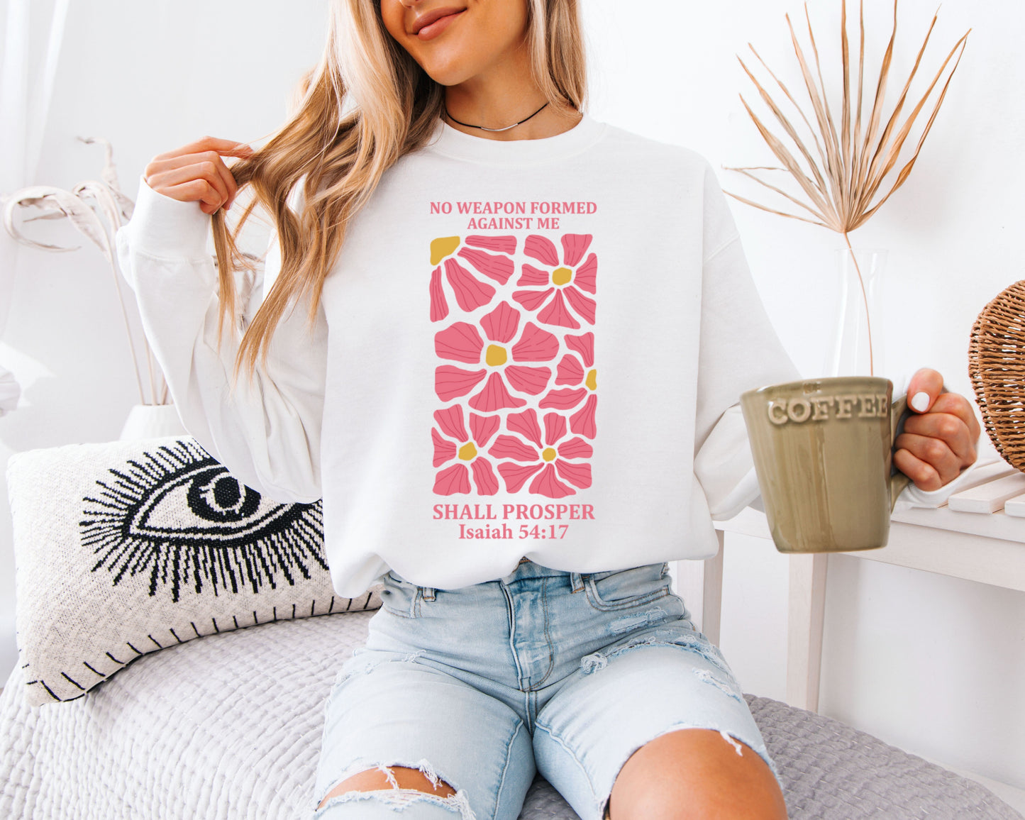 Retro Floral Faith Sweatshirt, Scripture Garden Graphic Crewneck, Comfy Pullover