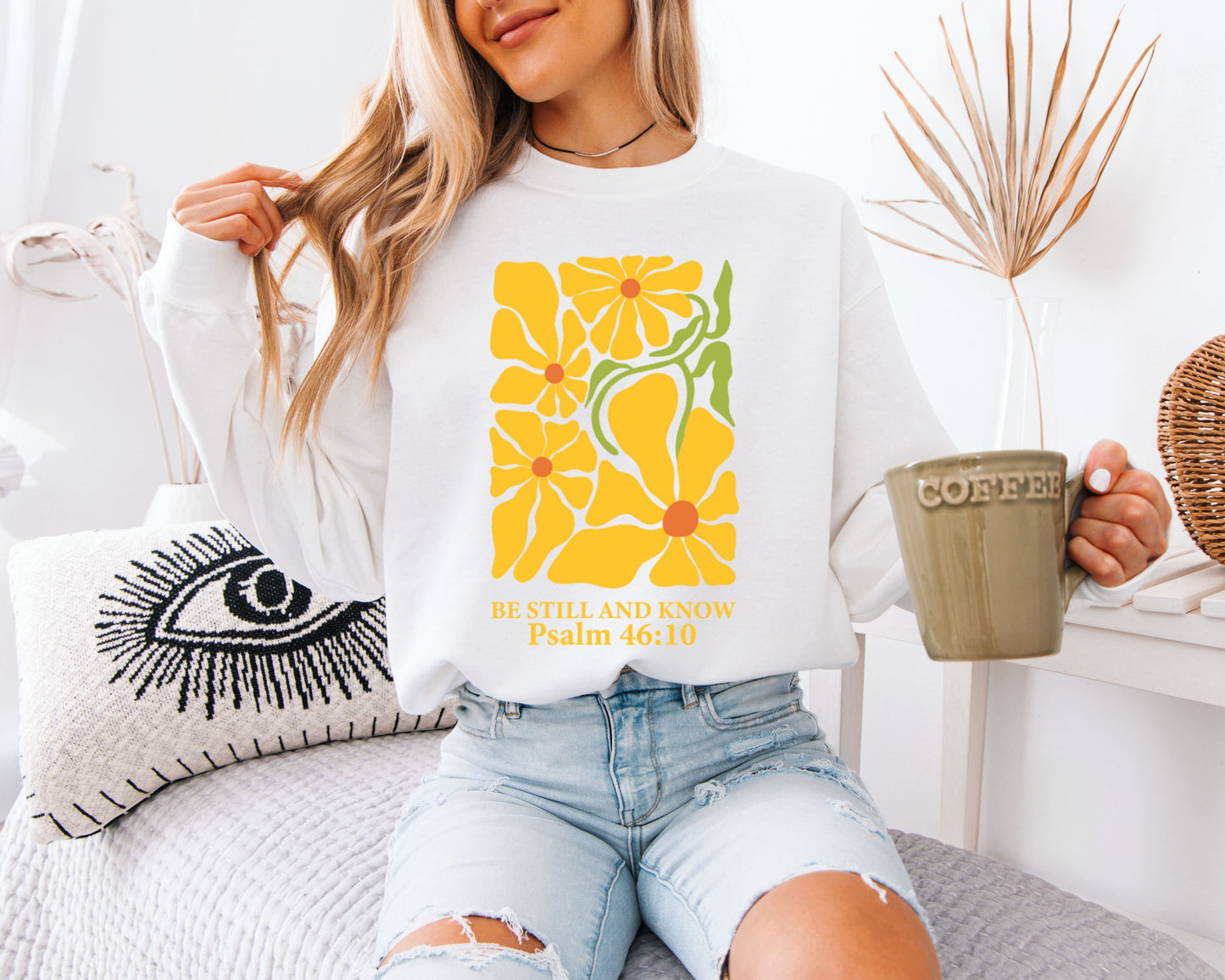 Christian Floral Sweatshirt, Faith-Based Religious Crewneck, Bible Verse Inspirational Apparel