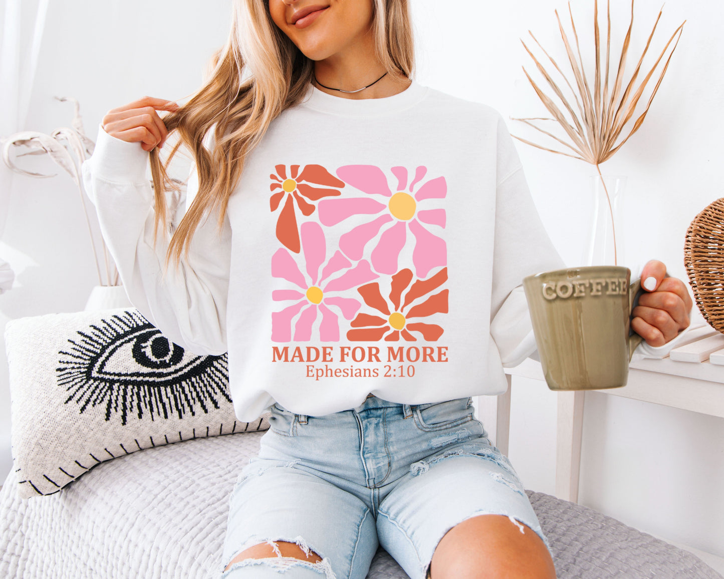 Retro Garden Faith Sweatshirt, Christian Floral Graphic Crewneck, Soft Fit Pullover