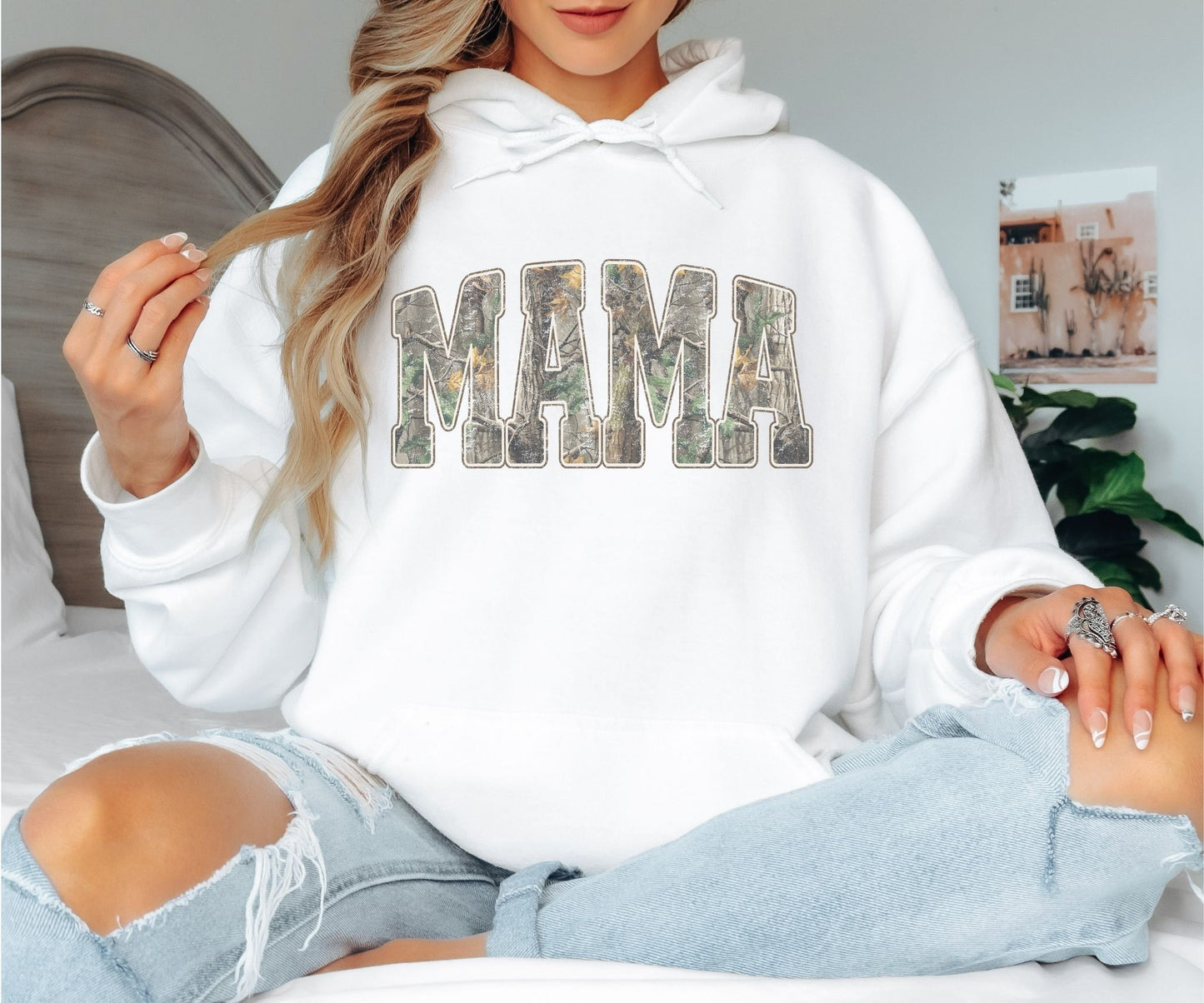 MAMA Camo Letter Hoodie, Stylish Mom Graphic Hoodie, Cozy Unisex Pullover for Everyday Wear
