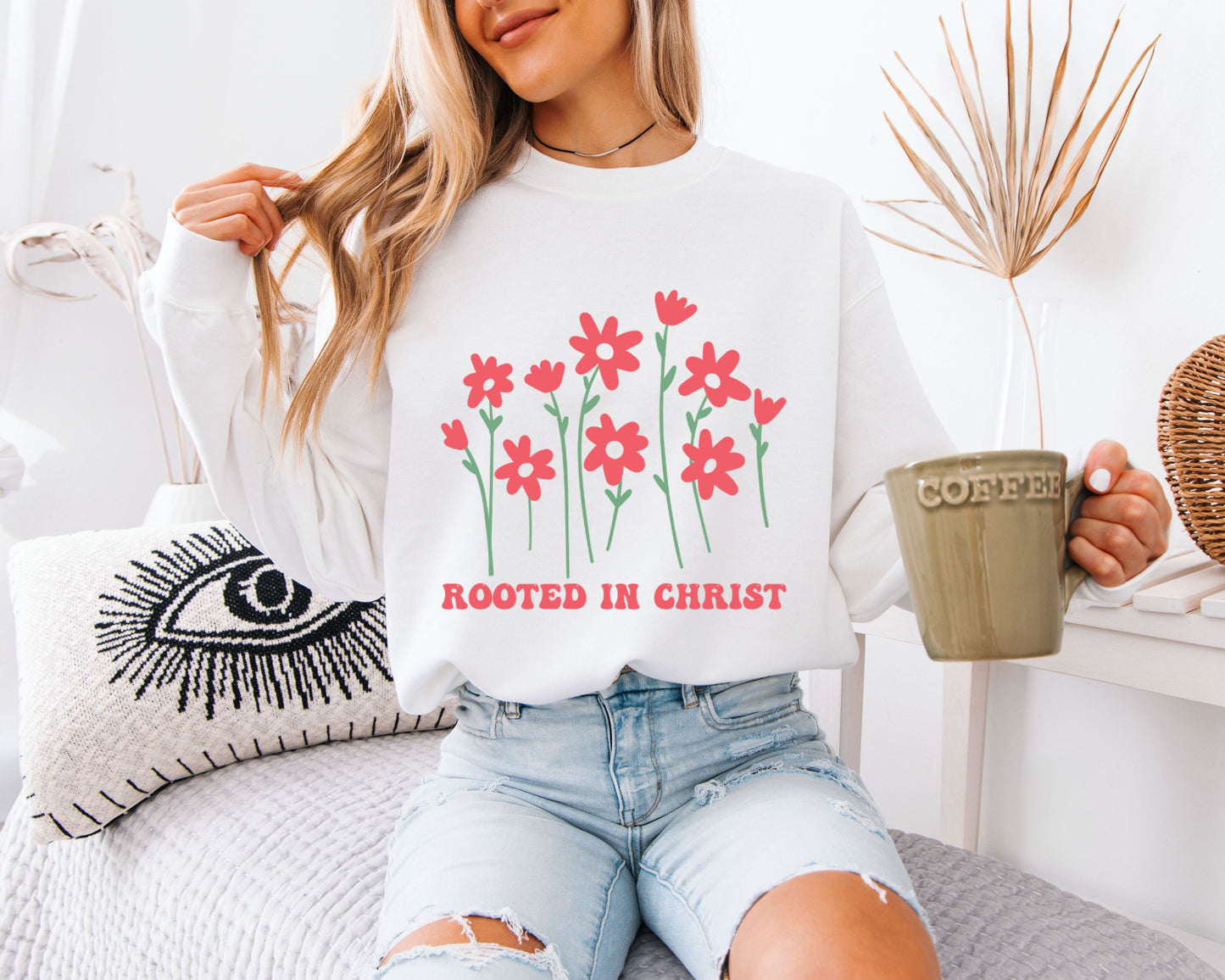 Vintage Scripture Sweatshirt, Faith Nature Graphic Crewneck, Casual Cozy Pullover