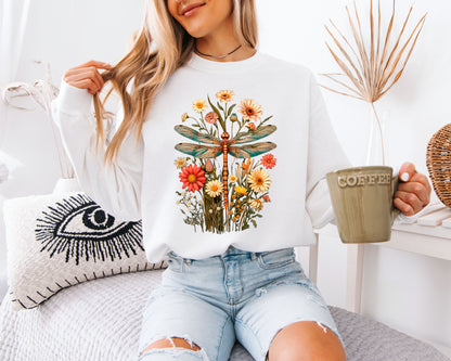 Retro Floral Sweatshirt, Colorful Flower Graphic Crewneck, Botanical Aesthetic Pullover, Cute Garden Inspired Cozy Top, Nature Lover Gift