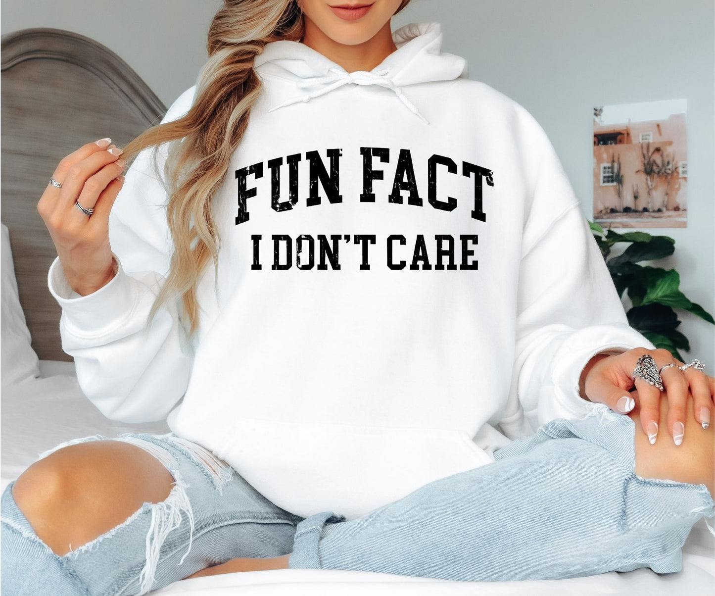 Fun Fact I Don’t Care Hoodie – Funny Sarcastic Quote Hoodie, Bold Statement Graphic, Unisex Casual Streetwear