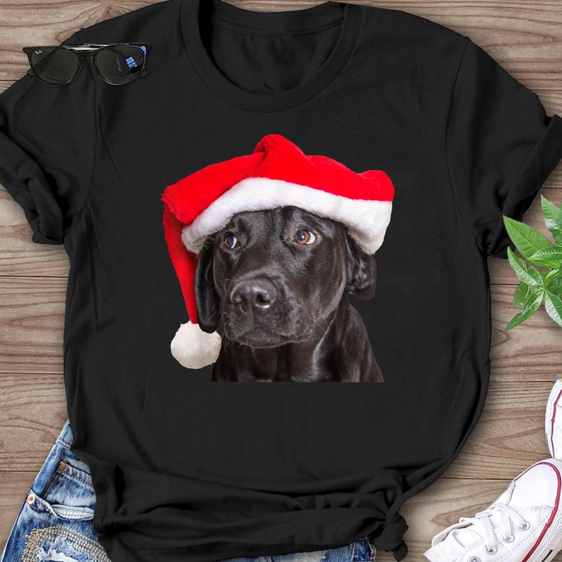 Black Lab Santa Hat Christmas T-Shirt